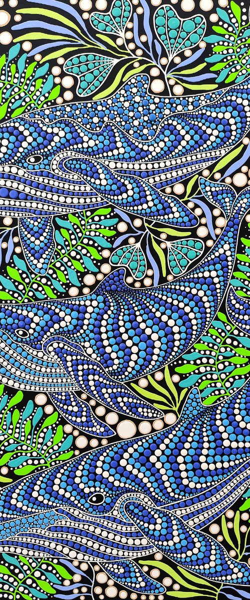 Whales in the Ocean Garden by Oxana Lazari