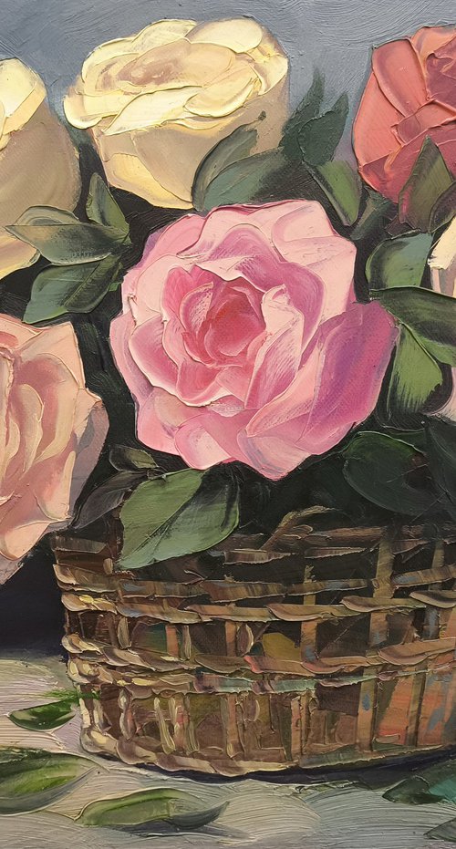 Basket of Tender Roses by Kamo Atoyan