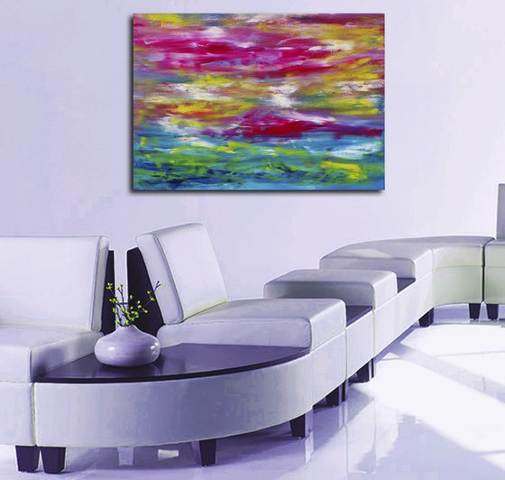 Commissioned painting "Alive II" 100x70 cm, Deep edge, LARGE XL, Original abstract painting, oil on canvas