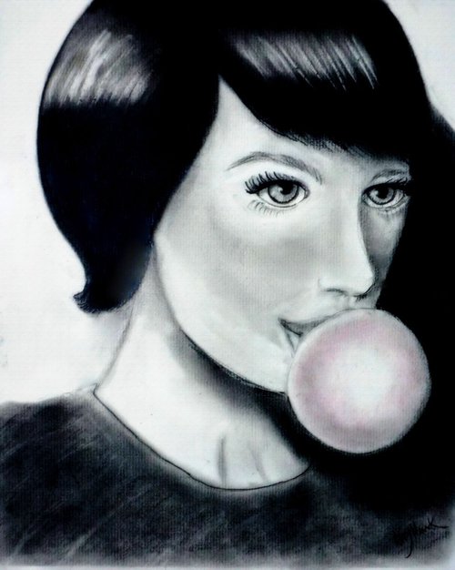Girl with Bubble Gum by katy hawk