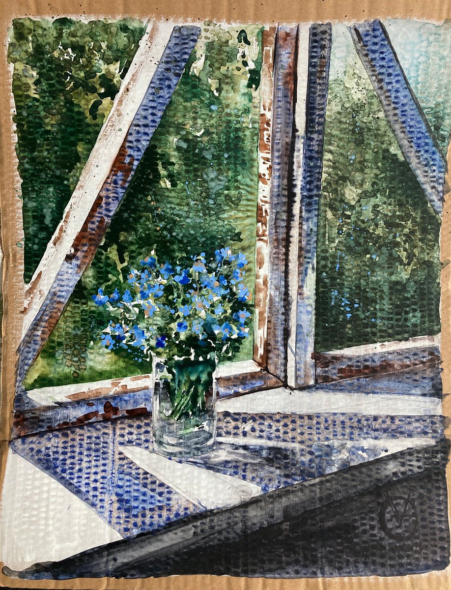 Impressionistic Botanical Painting By Valeria Golovenkina, 14 X 18", Forget-Me-Nots - First Spring Away From Home, Artfinder