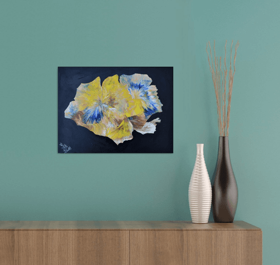 Flower energy - free shipping - palette knife painting - abstract - ready to hang