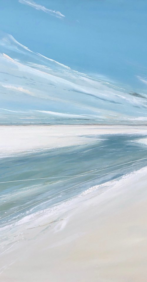 Estuary large seascape original oil painting by Jane Skingley
