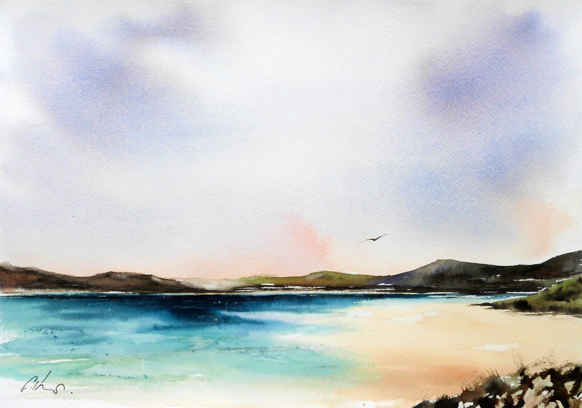 Luskentyre Beach. Original Watercolour Painting. by Graham Kemp