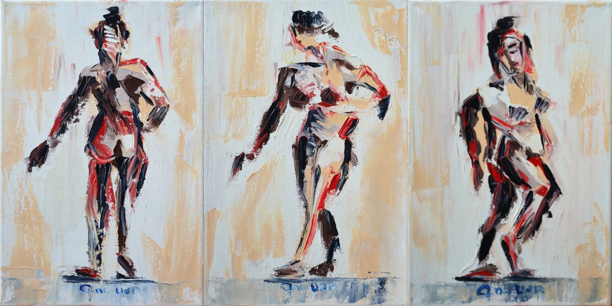 Expressive Portrait Oil Painting By Gurgen Arutunyan, 24 X 12, Gesture Line, Original Artwork