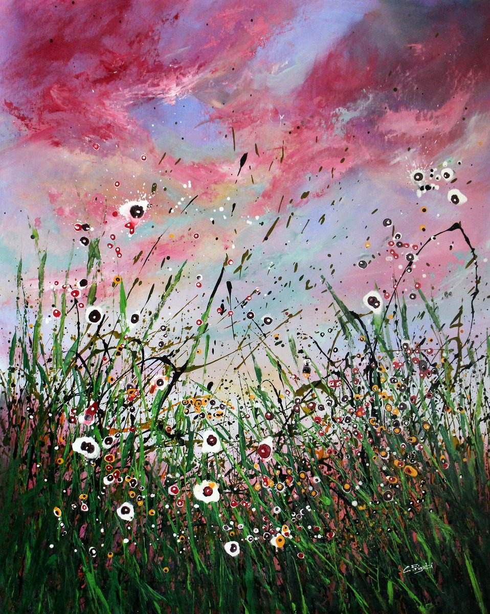 Impressionistic Landscape Acrylic Painting By Cecilia Frigati, 35 X 44, Harmony #1, Original Artwork