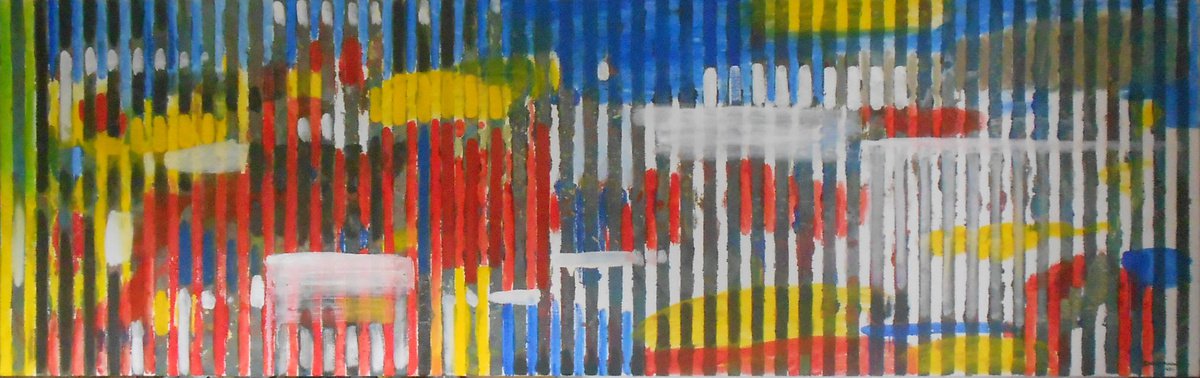 Geometric Oil Painting , Aggression By Sergiy Dekalyuk, 75 X 24, Artwork For Sale On Artfinder