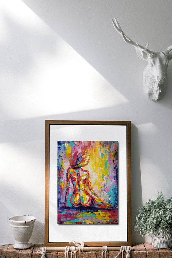 Relaxation - nude, erotic, nu, body, woman, woman body, oil painting, gift for him, gift for man, nu