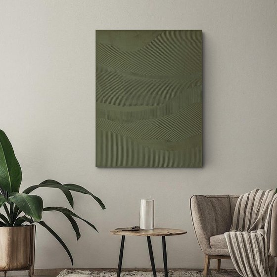 "Green Rye" Green abstract high textured art