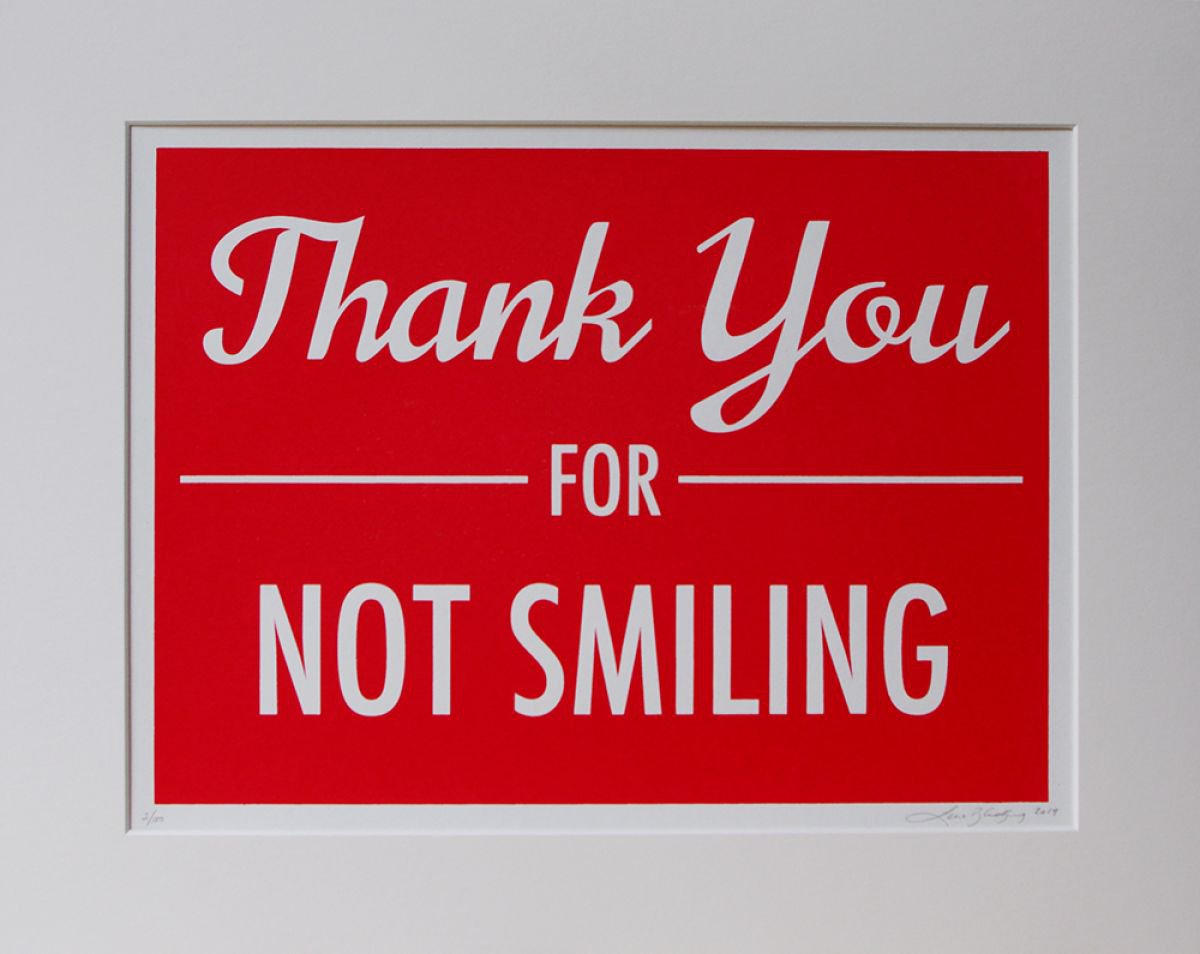 Abstract Screenprint By Lene Bladbjerg, 20 X 16", Thank You For Not Smiling, Original Artwork