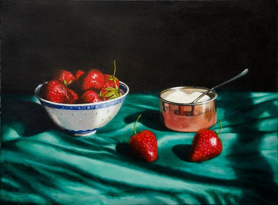 Strawberries and Copper Sugar Bowl