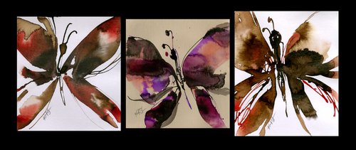 Butterfly Joy 2020 Collection 4 - 3 Paintings by Kathy Morton Stanion by Kathy Morton Stanion
