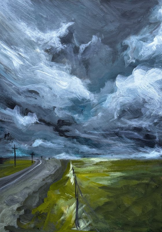 Impressionist Moody Sky Landscape