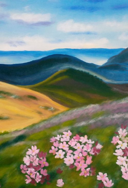 Appalachians Flowering Mountains original oil painting by Halyna Kirichenko