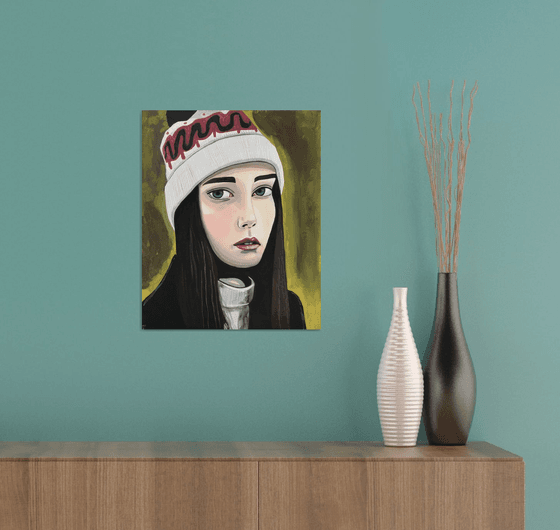 Portrait with Bobble Hat