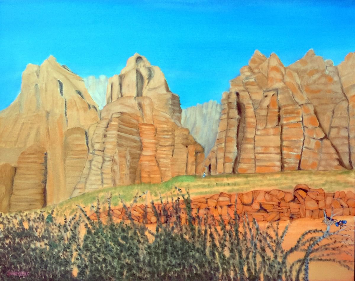 Photorealistic Landscape Oil Painting By Leslie Dannenberg, 30 X 24", Utah Mountains, Original Artwork