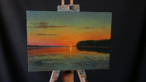 Close Of Day - river landscape painting