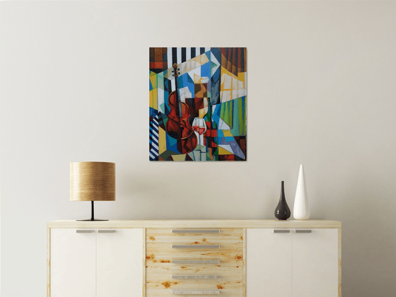 Cubism still life (60x70cm, cubism, oil painting, ready to hang)