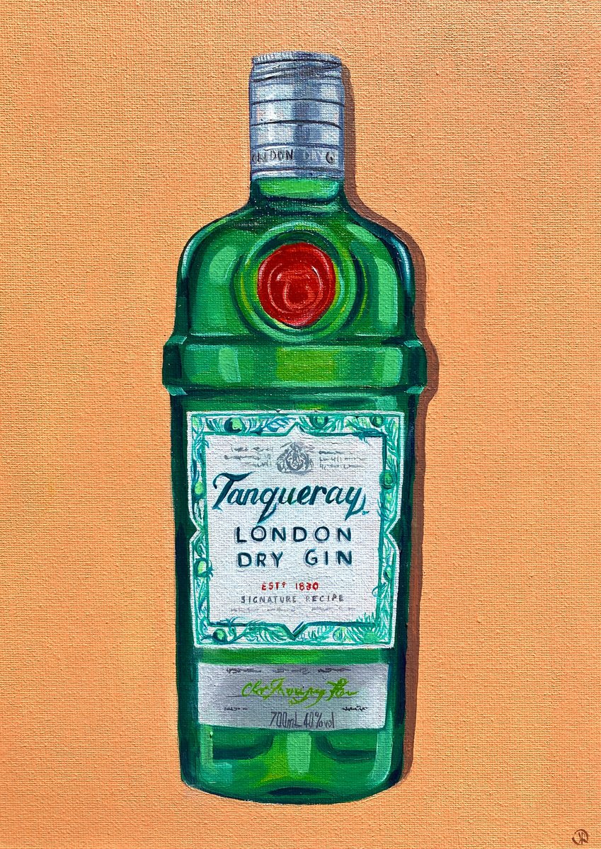 Urban And Pop Still Life Oil Painting By Kate Revill, 9 X 12", Tanqueray, Original Artwork
