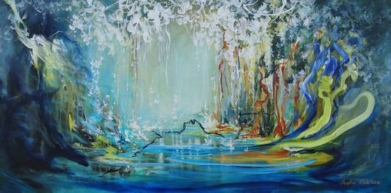 Abstract Floral Landscape. Floral Garden. Abstract Flowers. Forest. Original Painting on Canvas. Impressionism. Modern Art