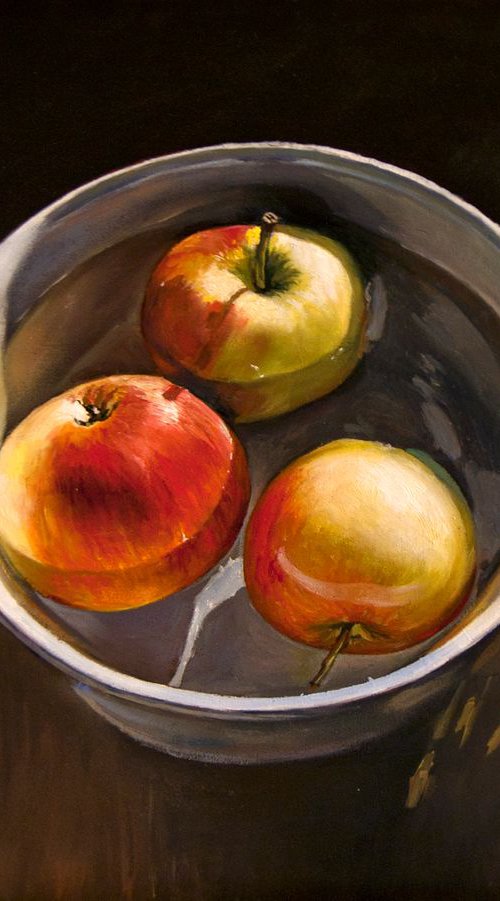 Floating Apples (Original Oil Painting) by Mayrig Simonjan