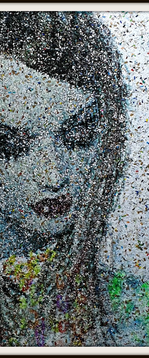 Mannequins - 04 - (n.510) - Acrylic painting on shredded paper on wood by Alessio Mazzarulli