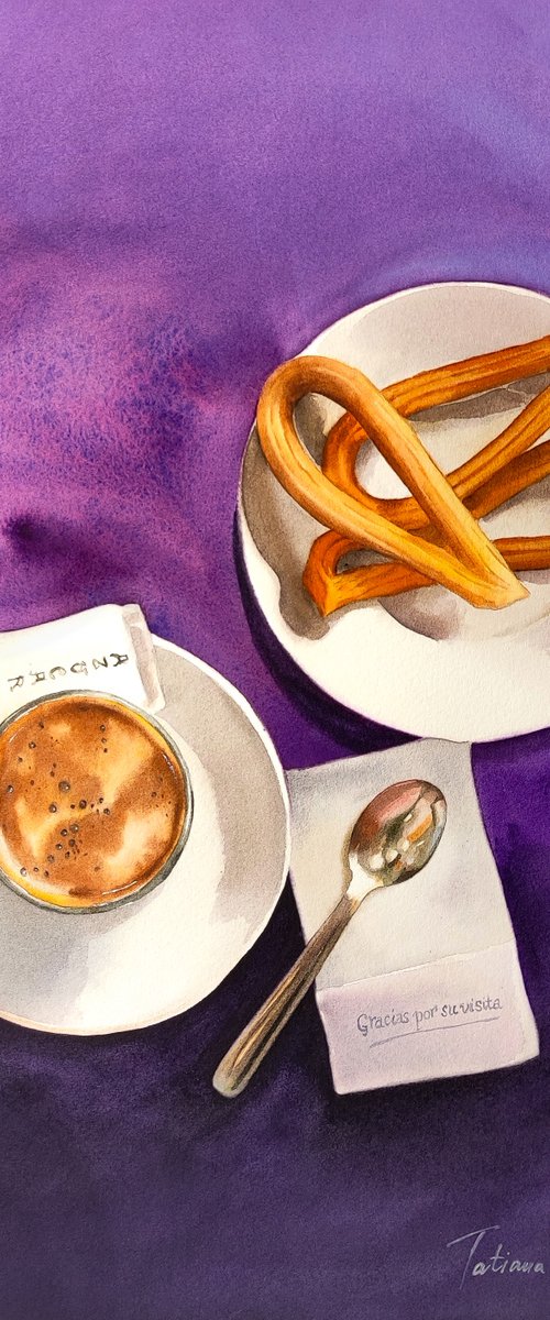 Breakfast with churros by Tatiana Paravisini