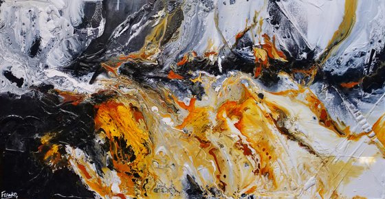 Granite Sienna 190cm x 100cm Sienna Black Textured Abstract Art