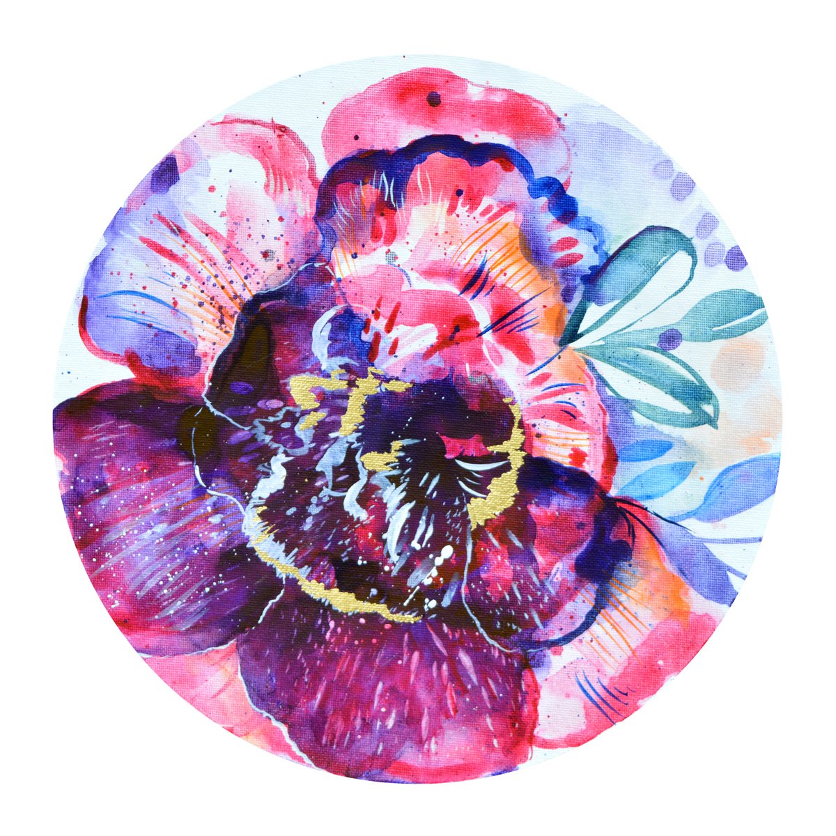 Abstract Botanical Watercolour By Milena Gaytandzhieva, 12 X 12", Spring Charm 2, Original Artwork