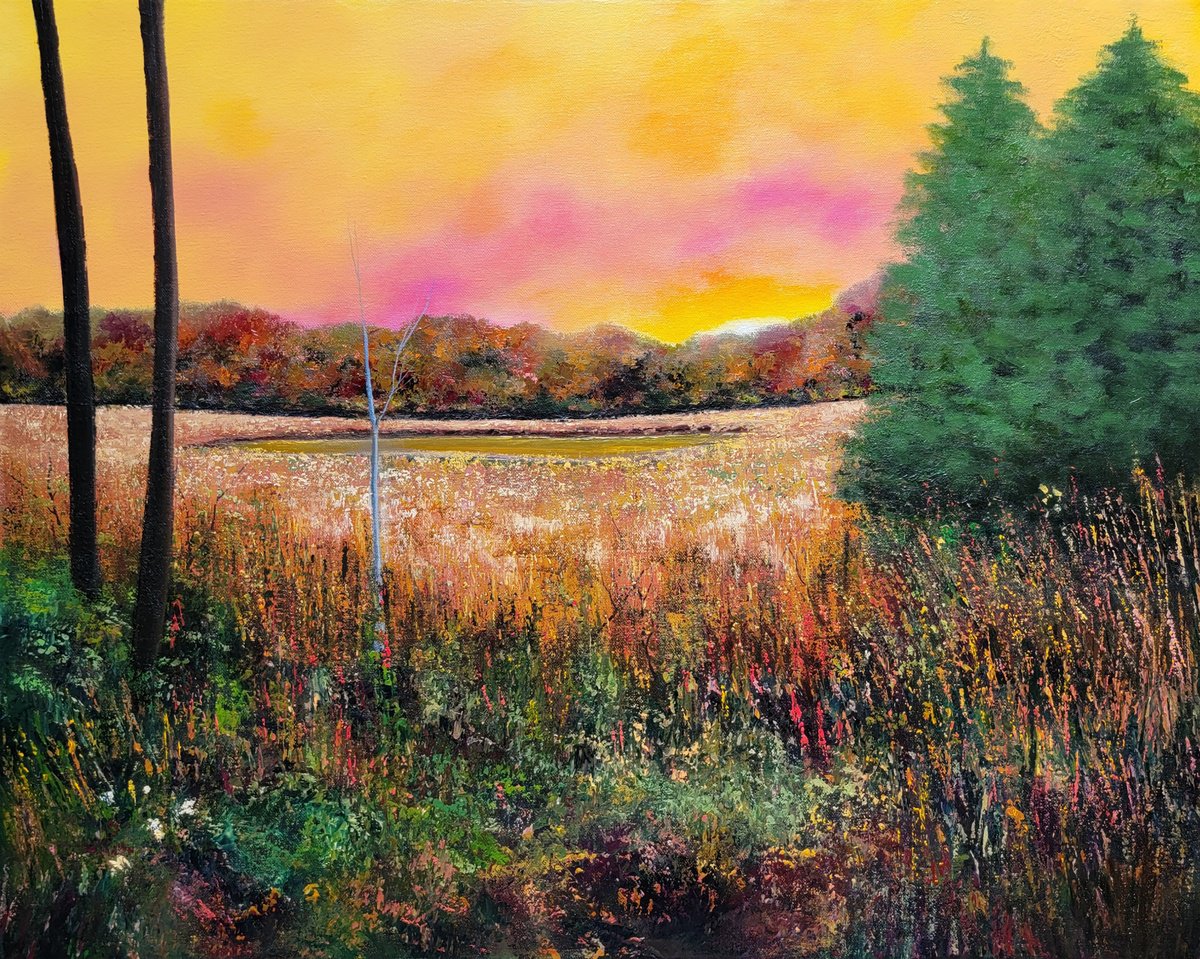 Impressionistic Landscape Oil Painting By Faith Patterson, 30 X 24, Pumpkin Spice Latte, Original Artwork