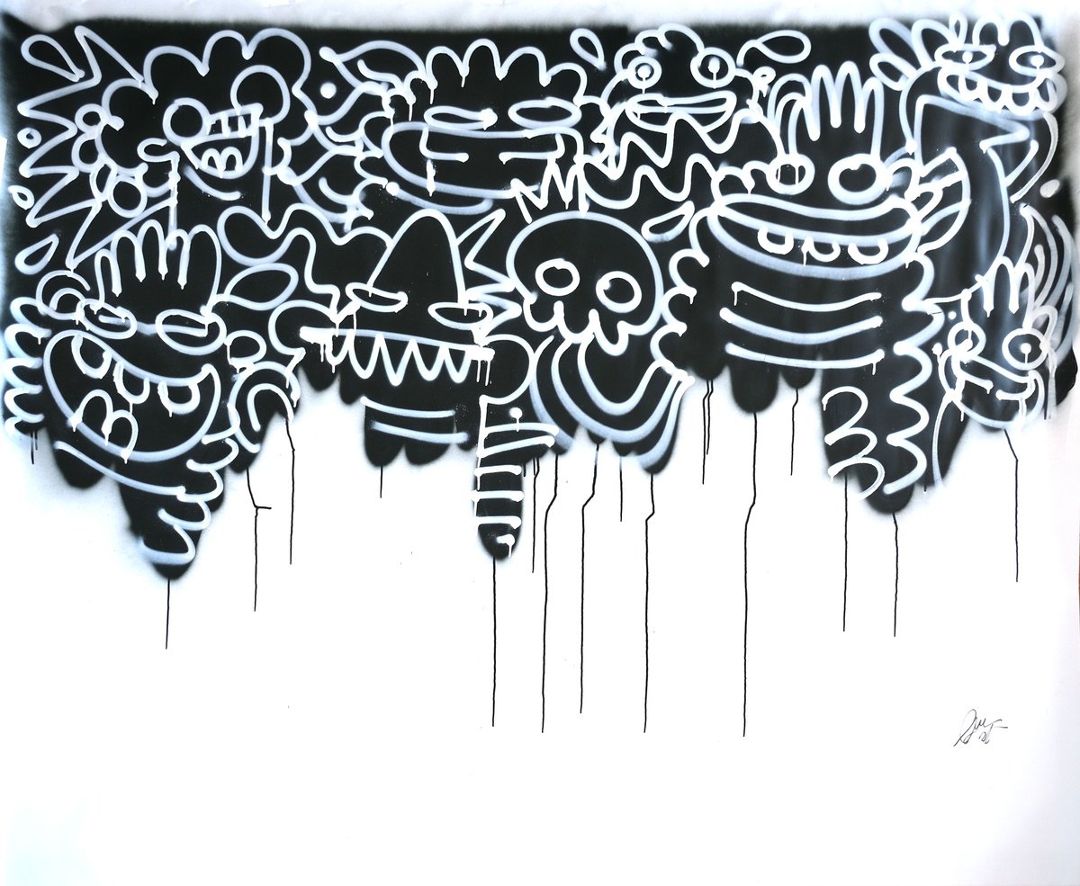 Urban And Pop Abstract Painting By Fatin Rahmouni, 79 X 63, Sirup, Original Artwork