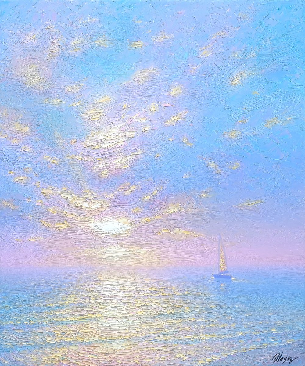 Impressionistic Landscape Oil Painting By Dmitry Oleyn, 20 X 24, Sea, Original Artwork