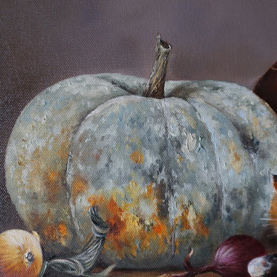 Pumpkin and Kitten Still Life