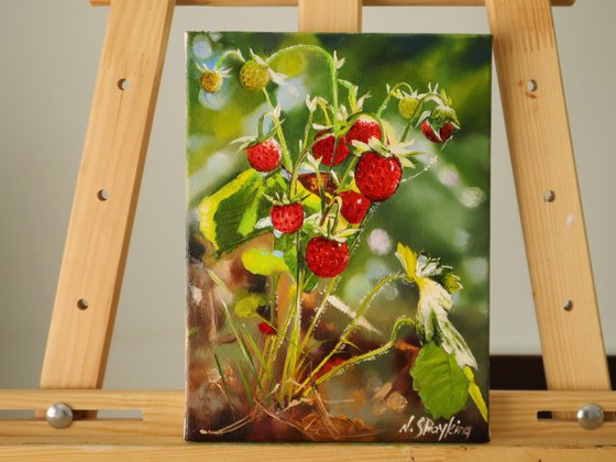 Strawberry Bouquet, Sunlit Garden Scene