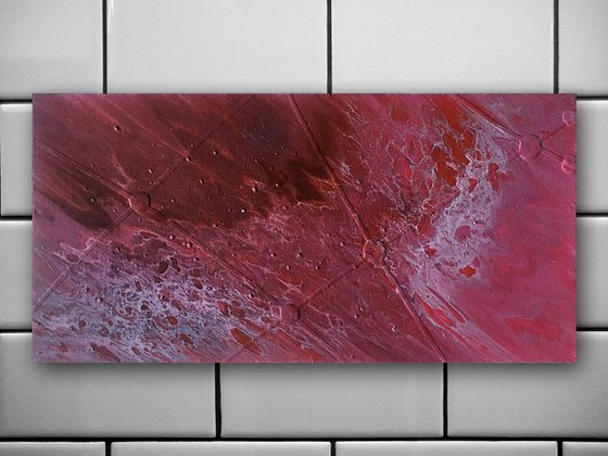 "Crimson Tide" - Original Abstract PMS Fluid Acrylic Painting - 24 x 12 inches