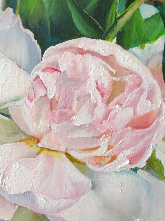 "Ah, those peonies ... " flower  Peonies liGHt original painting  GIFT (2021)