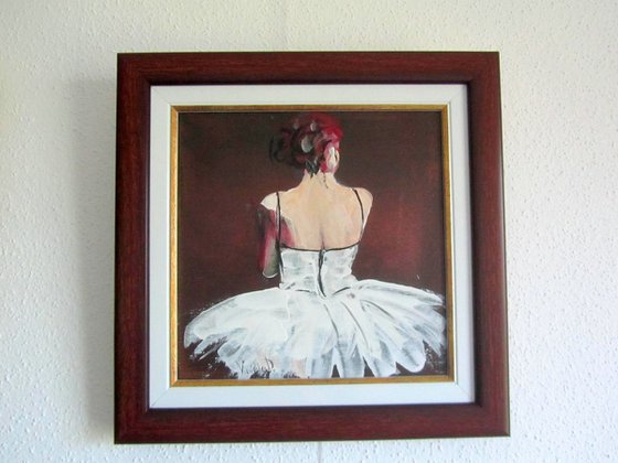 Ballerina in white tutu (framed)