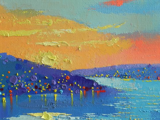 "Shimmering the Bay" Original painting Oil on canvas Abstract Landscape