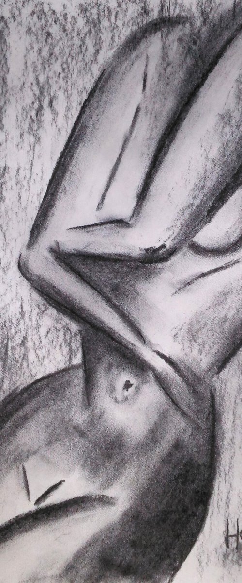 Female Nude Charcoal Art by Halyna Kirichenko