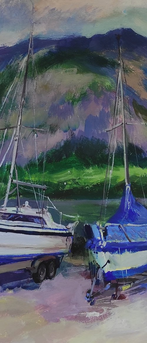 Boats in Halstatt by Tetiana Borys