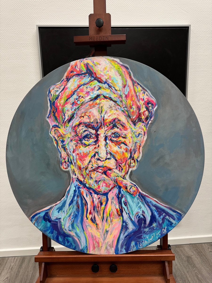 Urban And Pop Portrait Acrylic Painting By Nicole Leidenfrost, 31 X 31", Lebensweisheiten, Original Artwork