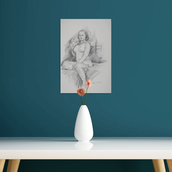 young woman with a fan