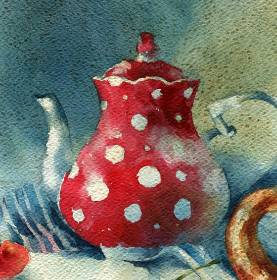 "Summer still life with cherries" - original watercolor artwork