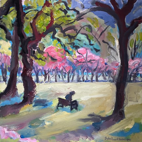 'While reading a book, Edinburgh Meadows, Spring'