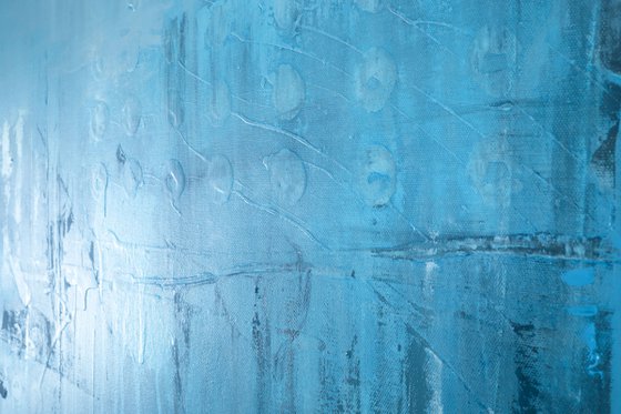 Blue Sea Tie-Dye Wabi-Sabi #8 48x36" abstract by Bo Kravchenko