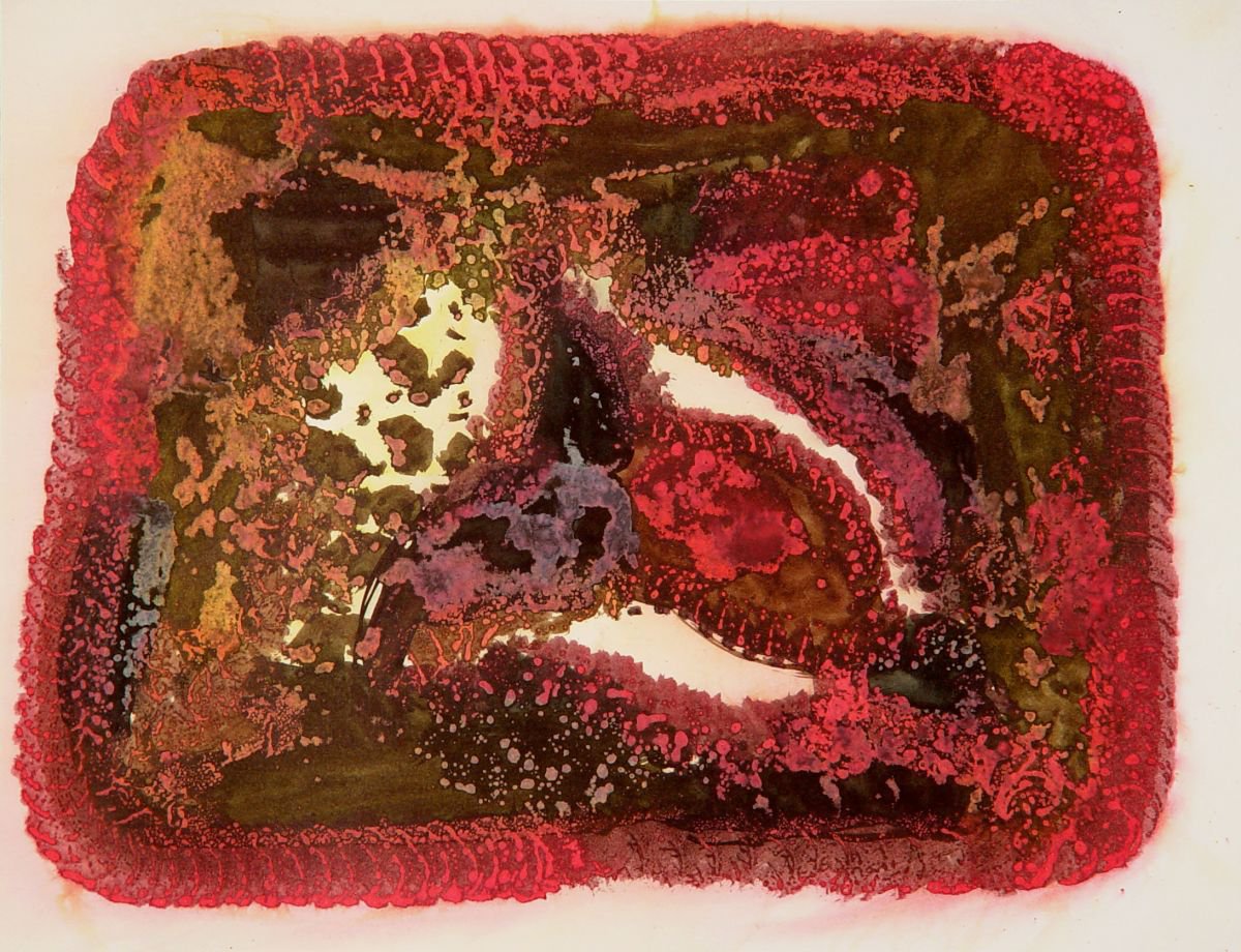 Abstract Watercolour By Frederic Belaubre, 26 X 20, Metafigure 109, Original Artwork