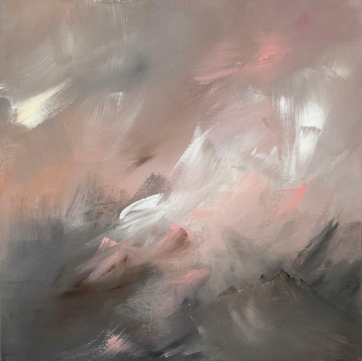 Expressive Abstract Acrylic Painting By Lyndsay Tarren-Leister, 16 X 16", Connections, Original Artwork