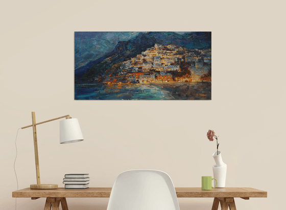 Positano beach at night