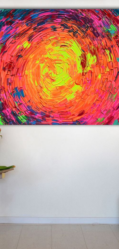 Into the Light - Large Painting, 130x70 cm, Abstract Painting, Modern Art Fauve Neogestural - Ready to Hang, Restaurant, Hotel, Office Wall Decor by Soos Tiberiu