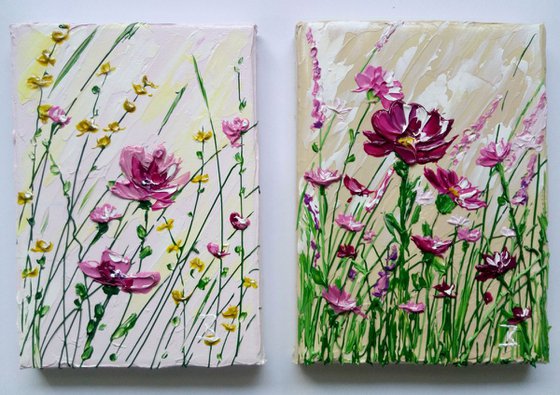 Wildflowers In The Field #2 + Easel or Frame, miniature